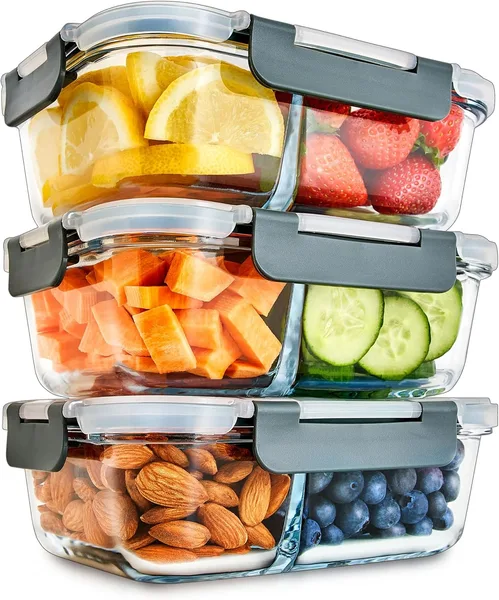 Igluu Meal Prep cristal, 2 compartimentos (set de 3)